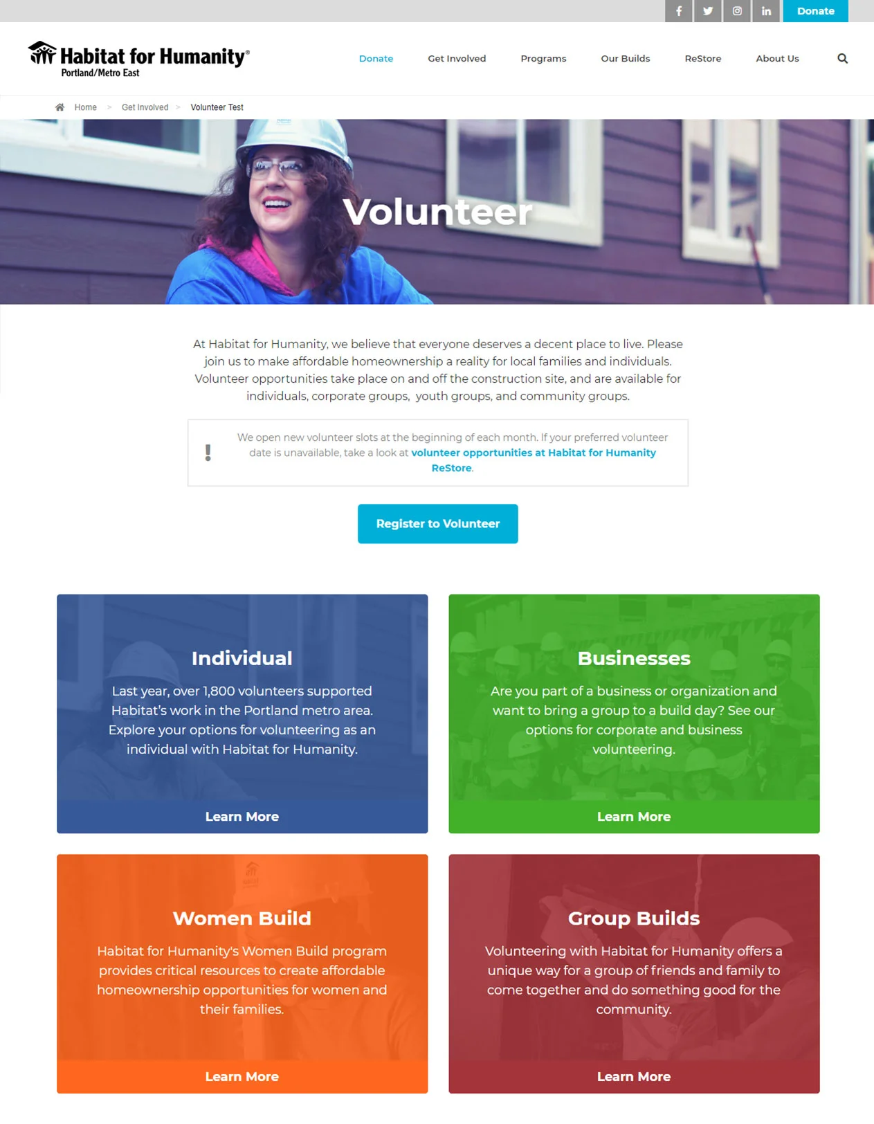 Persona work built from the donor management data and Habitat Brand Guidelines.
