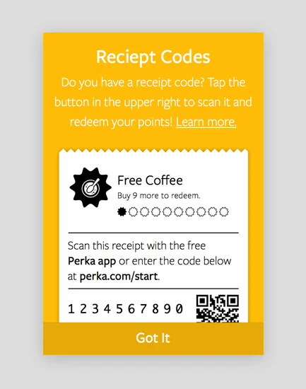 Enrollment code flow — customer-facing screen.