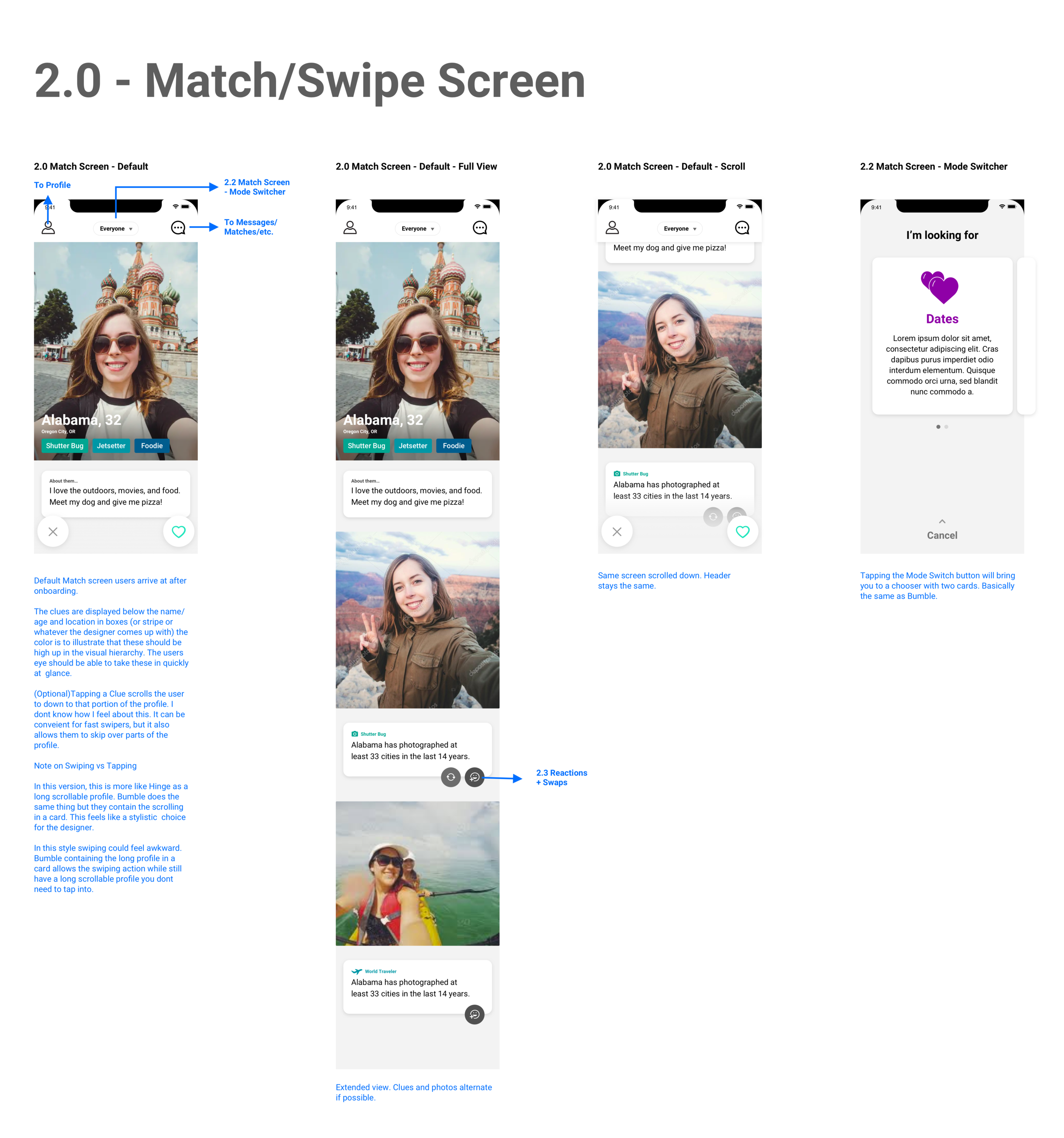 Onboarding flow, part three — first swipe session.