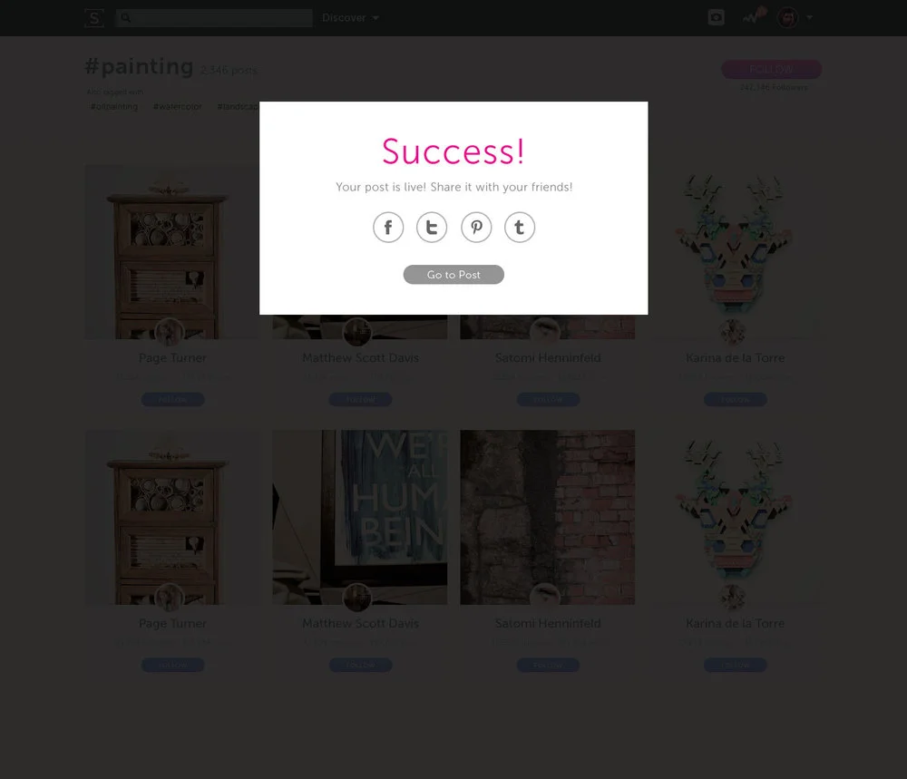 Media uploader, success state.